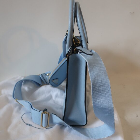 Authentic Prada Celeste Saffiano Lux Logo Embossed Small Crossbody Tote Handbag - Picture 6 of 16